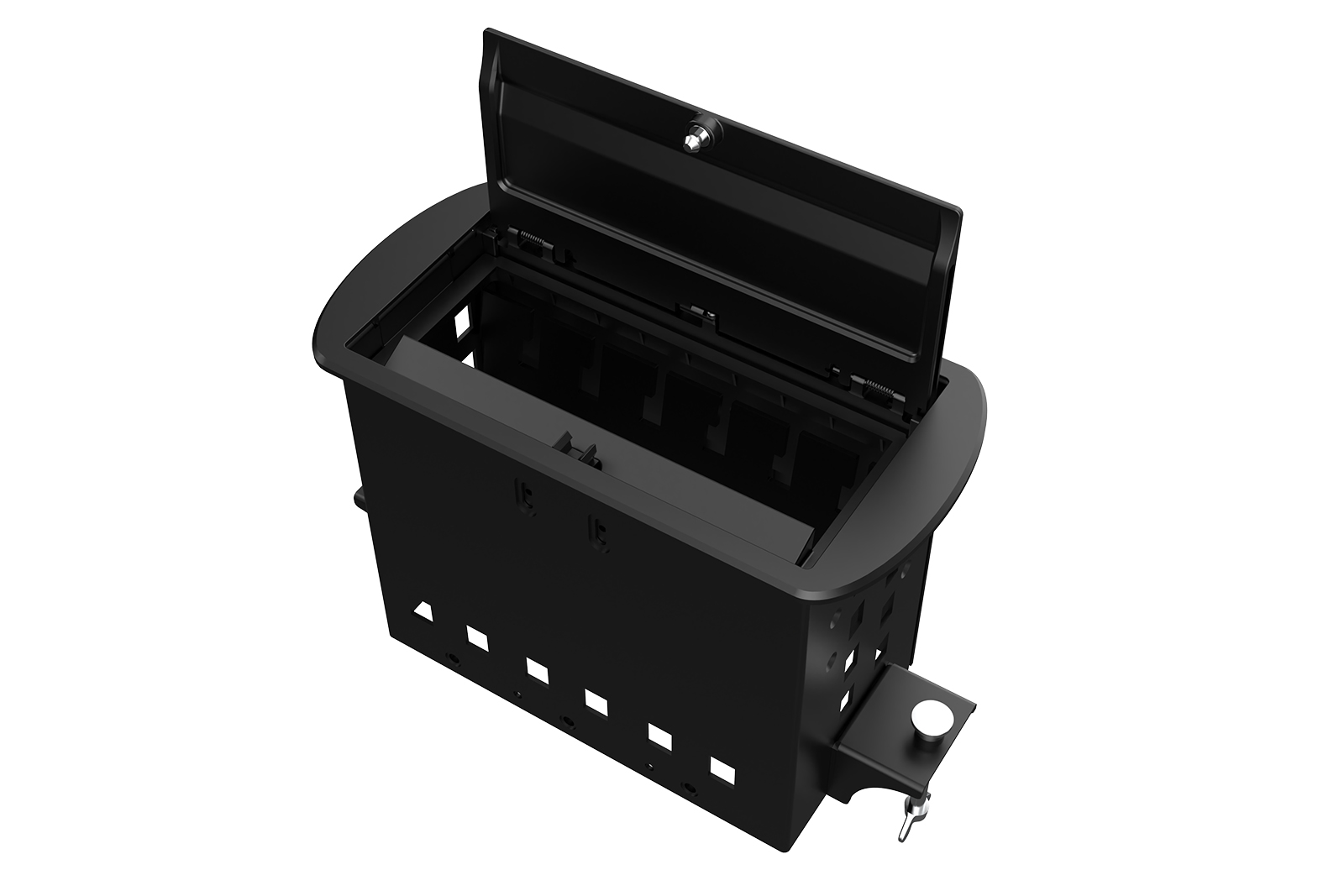 Прямоугольный металлический корпус Wize Pro [WRTS-M-6CBOX-B] серия M, для модульной системы врезного лючка в стол с убирающейся крышкой для установки до 6 модулей-вставок серии М, черный