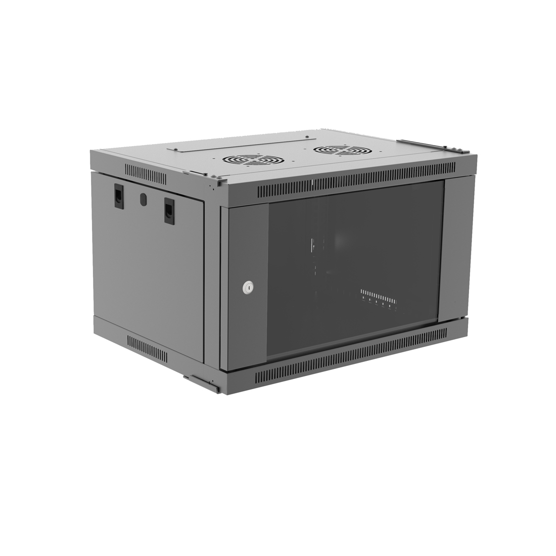 Настенный шкаф Wize Pro [W6U45QSR] 19", 6U, быстрая сборка без инструментов, 600х450 мм, стеклянная передняя дверь, задняя стенка металлическая, неоткидная, макс. вес нагрузки 50 кг, сталь, черный