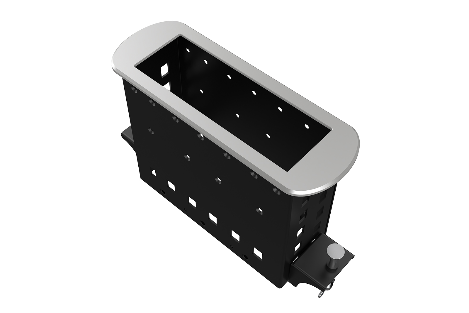 Прямоугольный металлический корпус Wize Pro [WRTS-M-6BOX-S] серия M, для модульной системы врезного лючка в стол без крышки для установки до 6 модулей-вставок серии М, серебристый